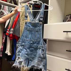 A&F denim overalls